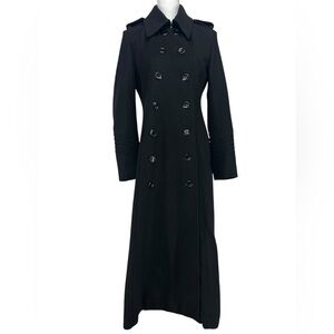 JUST SWEET / Black Wool Long Pea Coat / Size 6